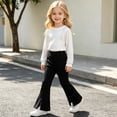 thumbnail image 6 of SGFCWSX Girls Flare Pants, High Waist Elastic Waist Split Hem Stretch Trousers for Casual School Outfits Black Size 10, 6 of 8