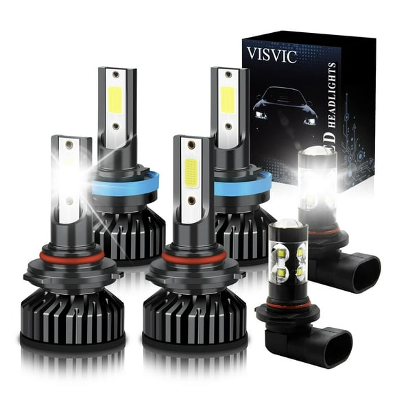 For Ford F-150 (2015-2022) LED Headlight Bulbs, 9005+H11 High Low Beam Bulbs + 9140 LED Fog Light Combo, 300% Brighter LED Headlight Conversion Kit, 6000K Cool White, Pack of 6, Headlight Bulbs