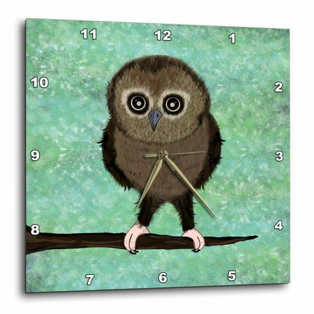 Baby Clock - 3dRose Baby Owls First Adventure - Green Blue, Wall Clock, 13 by 13-inch