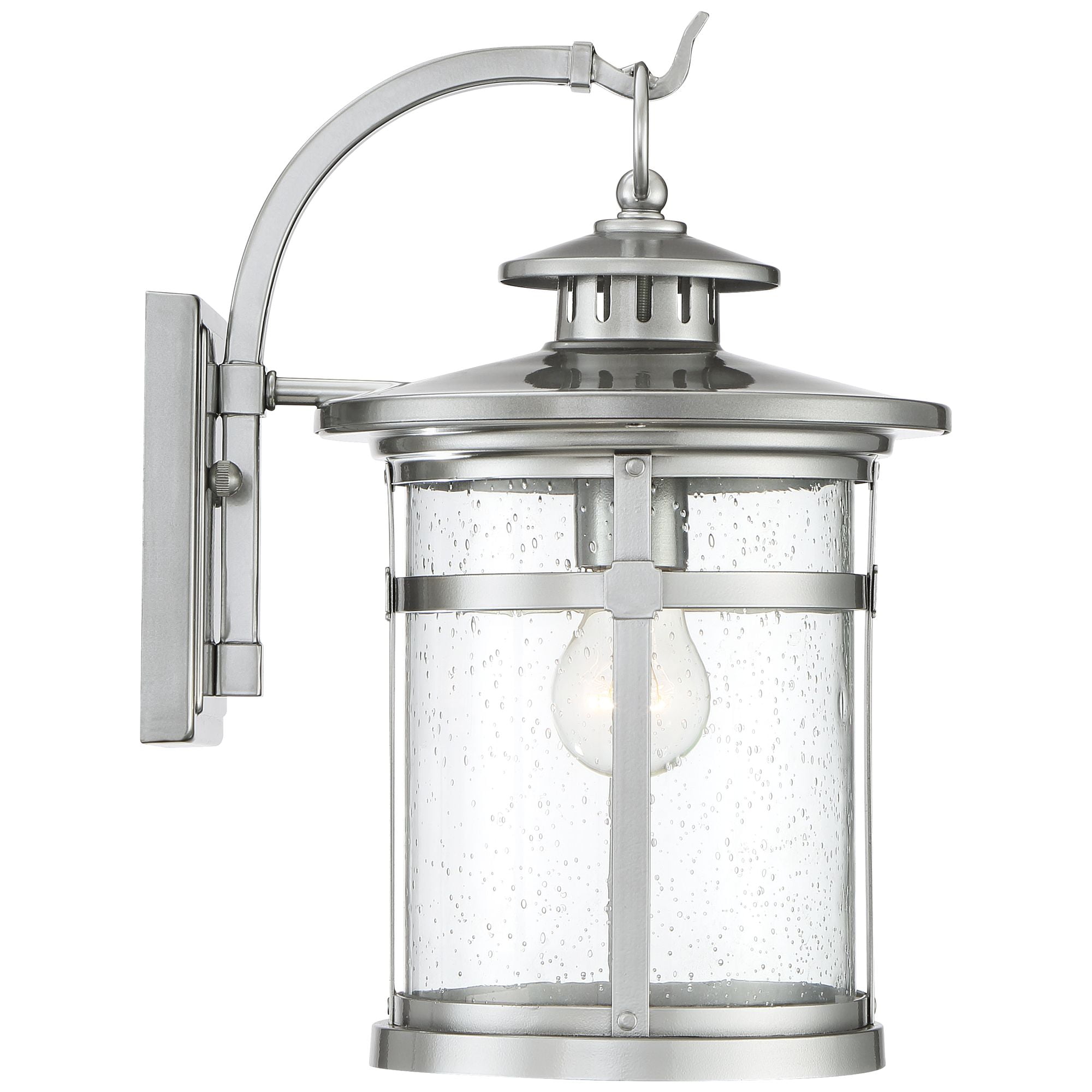 Franklin Iron Works Callaway Modern Industrial Outdoor Wall Light Fixtures Set of 2 Chrome Metal 11 3/4" Clear Seedy Glass for Post Barn