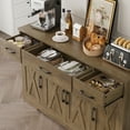 thumbnail image 3 of Homfa Buffet Cabinet with 3 Drawers and 4 Doors, 55.1” W Kitchen Sideboard Storage Cabinet with Adjustable Shelves, Farmhouse Coffee Bar Cabinet for Dining Room, Rustic Brown, 3 of 8