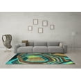 thumbnail image 3 of Ahgly Company Machine Washable Indoor Rectangle Abstract Turquoise Blue Contemporary Area Rugs, 6' x 9', 3 of 4