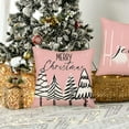 thumbnail image 5 of White and Pink Christmas Throw Pillow Cover Winter Buffalo Checked Xmas Trees Decorative Outdoor Farmhouse Pillow Case Merry Christmas Snowflake Cushion Cover 18x18 Inch, 5 of 6