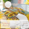 thumbnail image 3 of Sunflower Duvet Cover Set, Yellow Spring Flora Botanical Teal Brown Wooden Soft Duvet Cover Twin Size Bedding Set 4 Pieces, 1 Quiltcover and 2 Pillowcases with Zipper, 1 Bed Sheet for All Seasons, 3 of 9