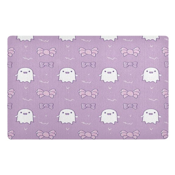 32x20 Inch Doormat Indoor Entrance Mat Entrance Welcome Mat Outdoor Mats for Front Door Cute Pastel Ghost and Bows