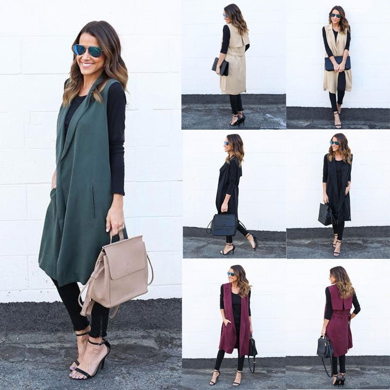 sleeveless waterfall coat
