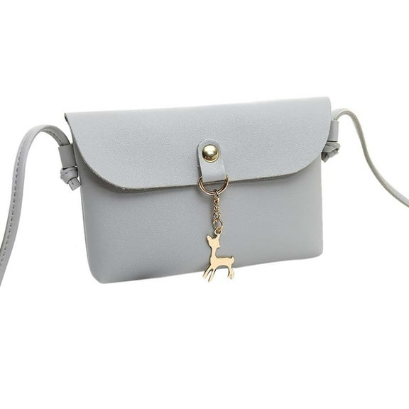 zttd women's vintage small deer pendant leather crossbody shoulder bag gray a