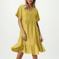 thumbnail image 2 of Vestido de verano holgado para mujer: manga corta, cintura ajustada, fluido, tallas S-XXXL, 2 of 4