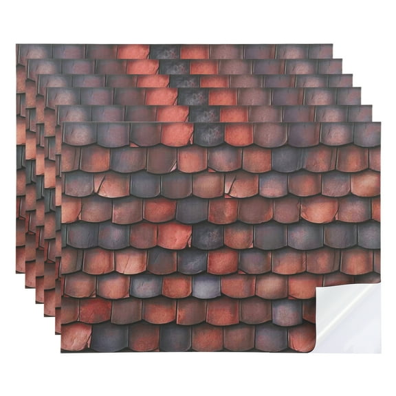 6 Pcs Dollhouse Wallpaper,1:12 Self-Adhesive Roof Shingle(Black Brown)