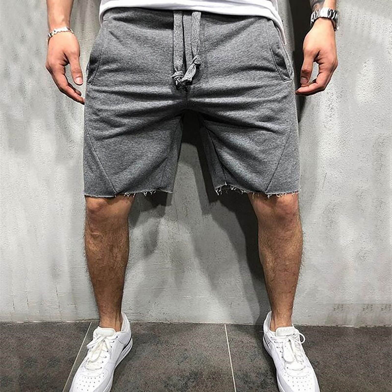 Athletic Jogger Shorts for Men Drawstring Waisted Knee-Length Trouser  Summer Running Short Sweatpant - Walmart.com