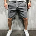 thumbnail image 3 of IYTR Mens Shorts Pants Elastic Waist Drawstring Straight Sport Shorts Running Breathable Shorts Lounge Outdoor Workout Shorts with Pocket Dark Gray L, 3 of 5