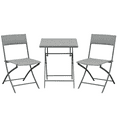 thumbnail image 1 of Outsunny 3 Pcs Rattan Bistro Set, Folding Patio Furniture Set, Grey, 1 of 10