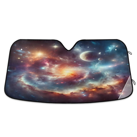 Space Universe Galaxy Car Windshield Sun Shade Foldable Car Front Window Visor Heat and UV Protection 53x23.5
