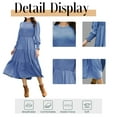 thumbnail image 5 of Mengpipi Womens Casual Long Sleeve Midi Dresses Smocked Flowy Tiered Dress Blue, Size 16-18, 5 of 7