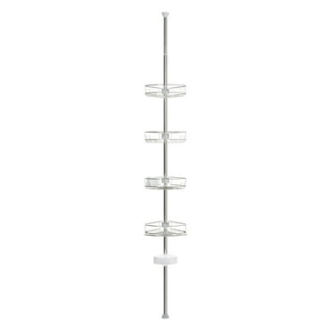 Rustproof Tension Pole Shower Caddy with 4 Basket Shelves, 60" to 108", Zenna Home Stainless Steel