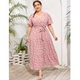 thumbnail image 3 of Plus Size Wedding Guest Maxi Dresses for Curvy Women, Summer Casual Floral Long Party Sundress with 3/4 Sleeve, 3 of 8
