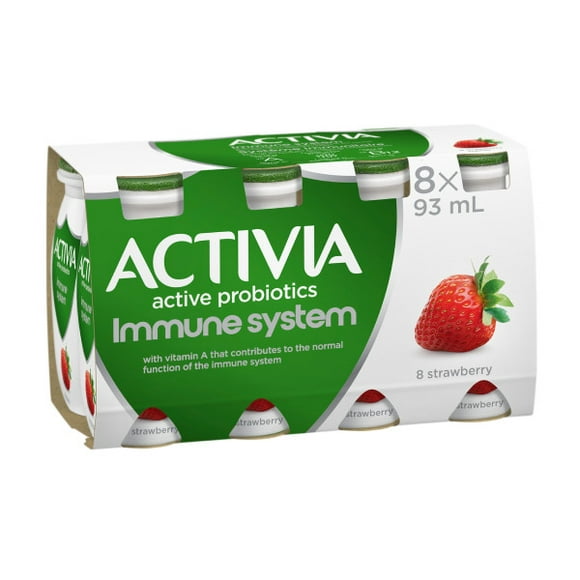 Activia Yogourt Probiotique à boire, saveur fraise, 8 bouteilles 8x93ml Yogourt a Boire