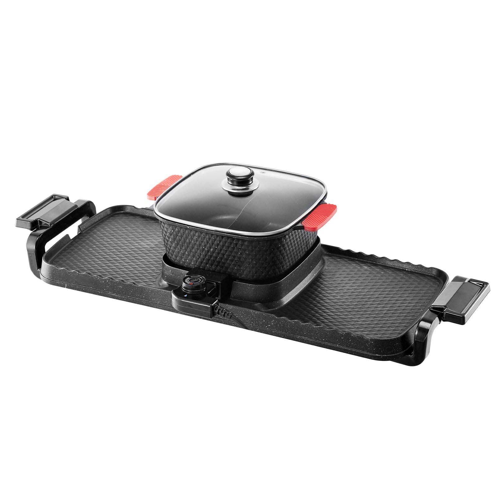 Hot Pot with Grill 2300W 2-in-1 Electric Smokeless BBQ Pan, 3.25L Removable Pot, Double Flavor Grill, Boil Fry Stew, Family Size