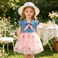 thumbnail image 6 of Babcutegg Cute Denim Skirt With Floral Mesh Overlay, Sleeveless Cowboy-Style Dress And Matching Hat For Young Girls Pink Size 6, 6 of 6