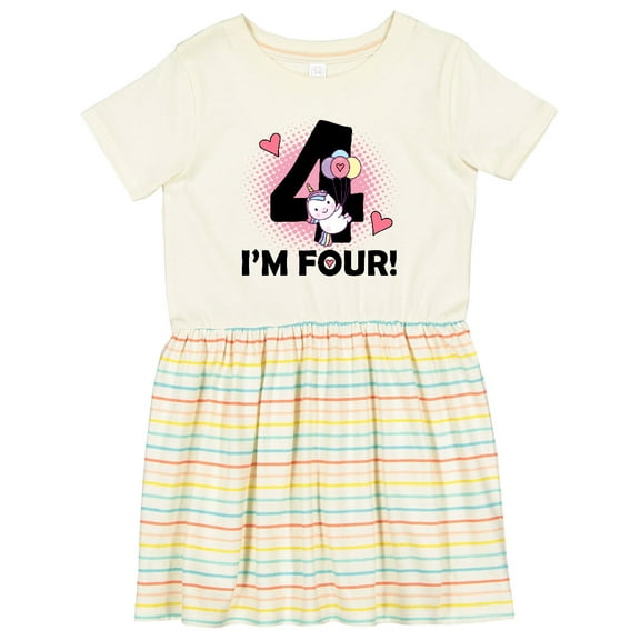 Inktastic 4th Birthday Unicorn 4 Year Old Girl Girls Toddler Dress