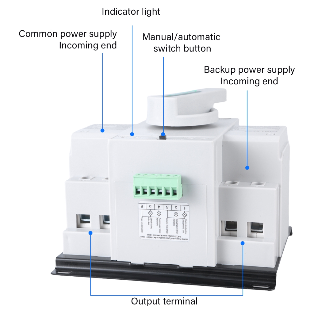 Ciwanning Industrial 63A 220V/110V Automatic Transfer Switches Manual Circuit Breaking Auto Transfer Switches with Manual Control