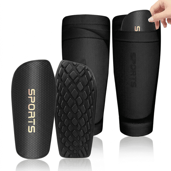 ROSEXIXI Soccer Shin Guards 1 Pair, Breathable Impact Resistant Football Leg Sleeves, Lightweight Ergonomic Pads for Men Youth Boys Outdoor Training, XL Black