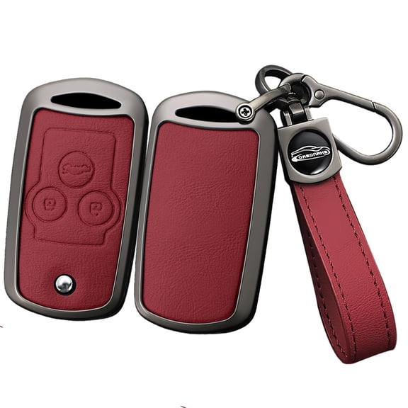 Key Fob Cover Fit for Honda Accord 2008-2012 Flip Folding Remote Metal and Leather Car Key Skin with Keychain Fit for Acura MDX RDX TL TSX ZDX 2008-2013 Car Accessories