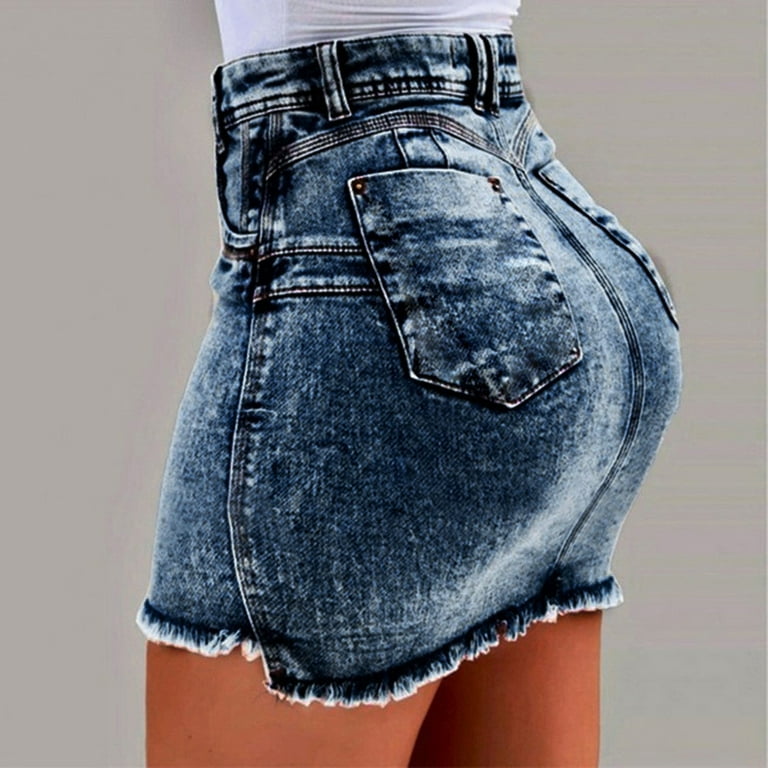 Denim mini hotsell skirt walmart