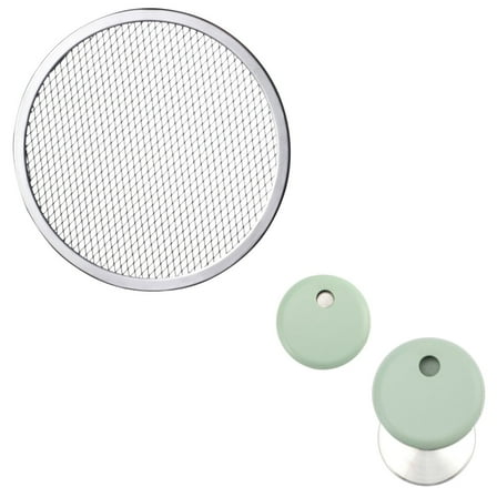 Pizza Screen Set With Circular Knife, 12 Inch Silver Kitchen Tool