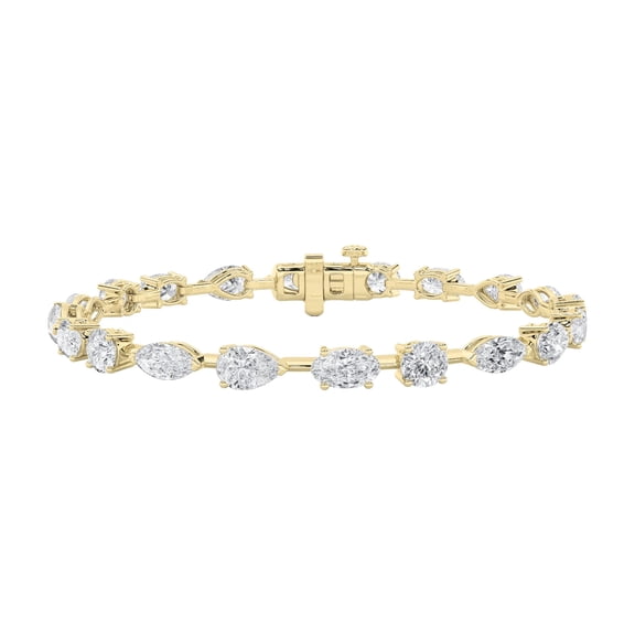 5Ct Pear and Marquise Shaped F , VS Lab Grown Diamond Tennis Bracelet in 14K Yellow Gold - 7 Inches