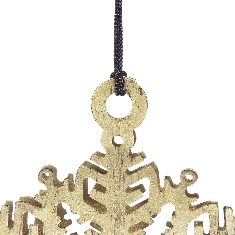 Iron Snowflake Ornament with Wood Accents Rustic Hanging Christmas Tree Decor Gift Stocking Stuffer