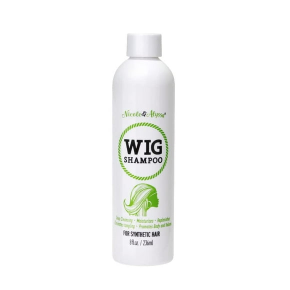 Nicole & Alyssa - Champú para peluca para cabello sintético 8oz - Soak & Rinse Limpieza profunda revitaliza hidrata desenreda (paquete de 1)