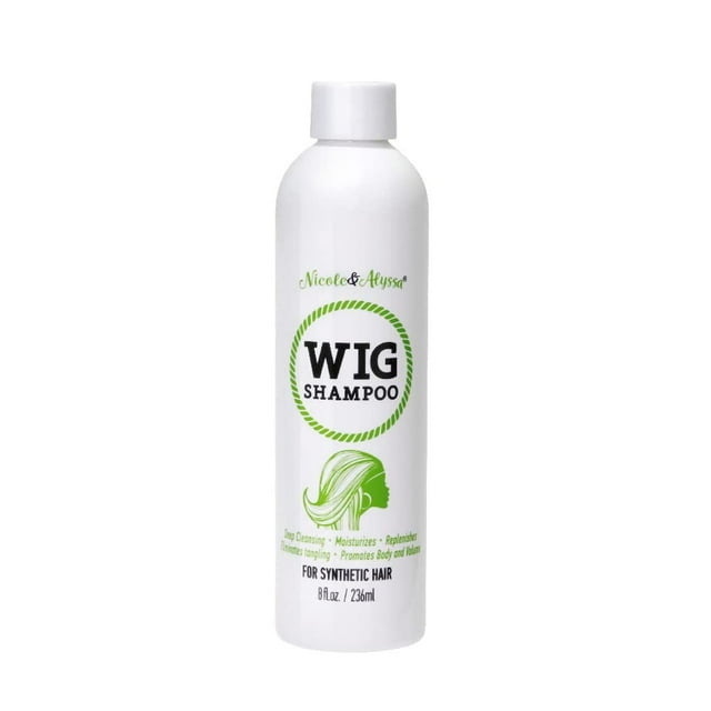Nicole & Alyssa - Champú para peluca para cabello sintético 8oz - Soak & Rinse Limpieza profunda revitaliza hidrata desenreda (paquete de 1)