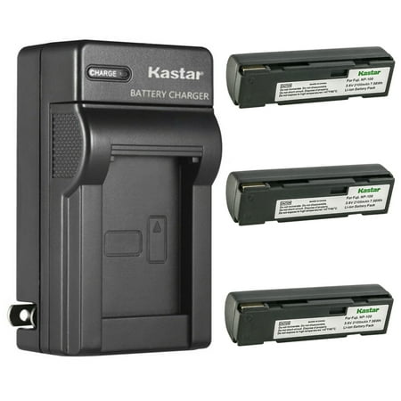 Kastar 3-Pack FNP-100 Battery and AC Wall Charger Replacement for JVC BN-V101 BN-V101E DDNP-100 Battery JVC GC-QX3HD GC-QX5HD GC-S5 GC-S5E Camera Toshiba NP-100 Battery Toshiba PDR-M3 Camera