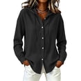 thumbnail image 5 of jobturf Button Down Sun Hoodie Women Cotton Linen Long Sleeve UV Protection Shirts Lightweight Hoodies Hiking Vacation Tops S-2XL, 5 of 9
