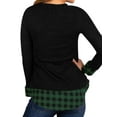thumbnail image 5 of ManHanLi Women Buffalo Plaid Stitching Round Neck Long Sleeve Pullover Top, 5 of 5