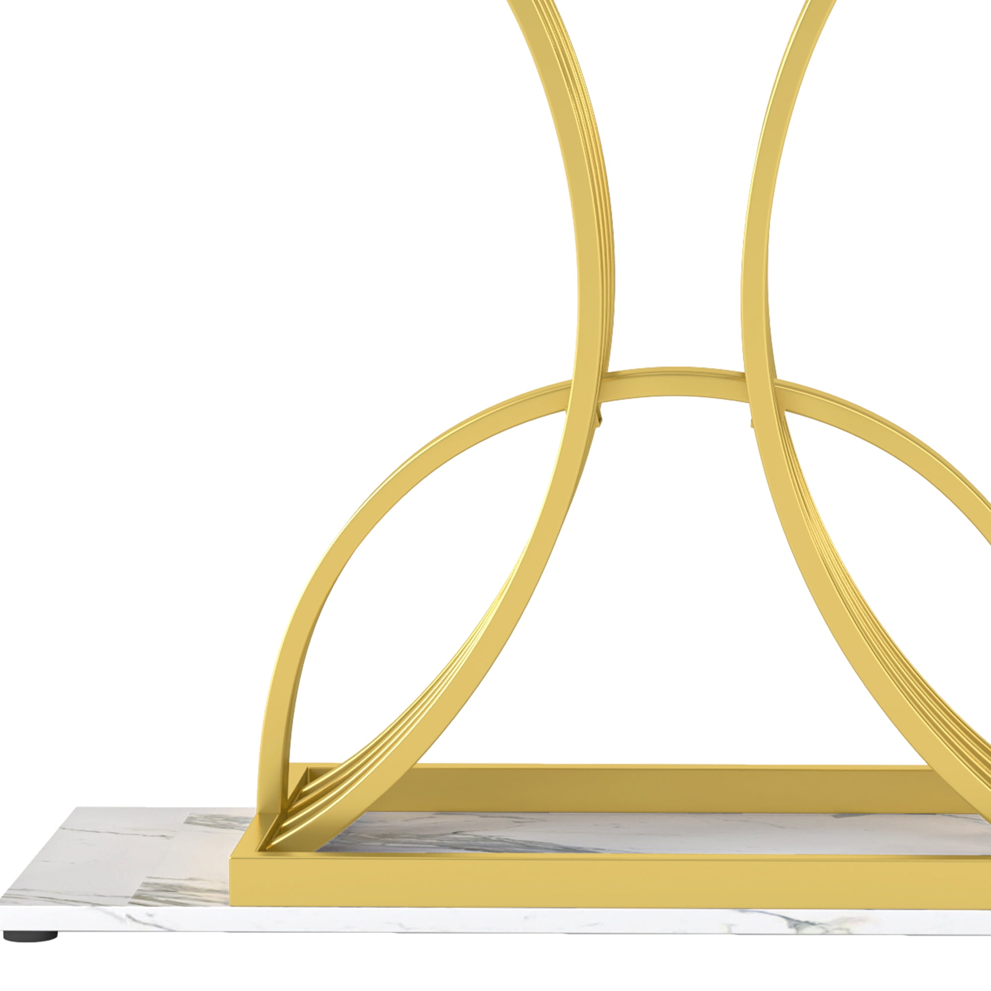 Uforic Luxury Console Entryway Table with Metal Base, Sofa Side Table, White & Gold