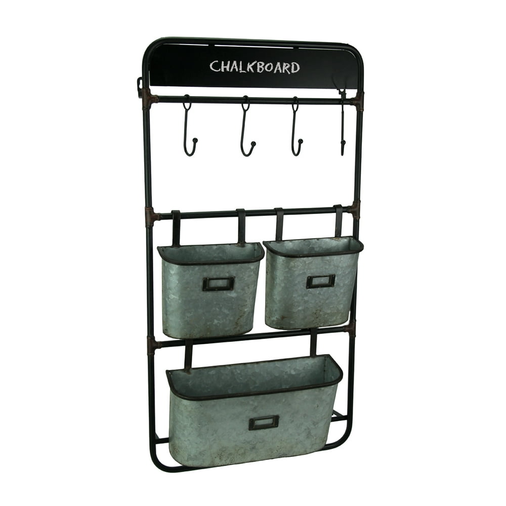 Galvanized Metal Baskets Hooks and Chalkboard Wall Hanging Walmart