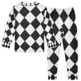 thumbnail image 3 of Boys Pajamas Girls Pajama Diamond Black and White Grid Cute Comfortable Cotton Two-piece Pajama Set, 3 of 7