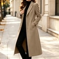 thumbnail image 4 of LEKWK Long Winter Coats for Women Button Down Notched Lapel Overcoat formal Dressy Business Casual Trench Jacket Warm Outwear Khaki S, 4 of 9