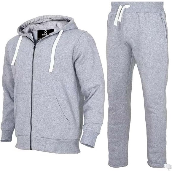 R RAMBLER 1985 Mens Tracksuit 2 pieces Thick Fleece Hooded Sweatsuit set for big and tall men,casual Outfit warm jogging suit out sportwear(grey,2xl)