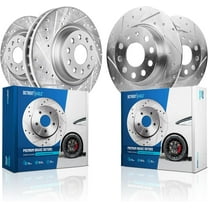 Detroit Axle - 1.4L Brake Rotors for Volkswagen 2019 2020 Jetta 11.34" inch Front and 10.71" inch Rear Drilled and Slotted Disc Brake Rotors Replacement