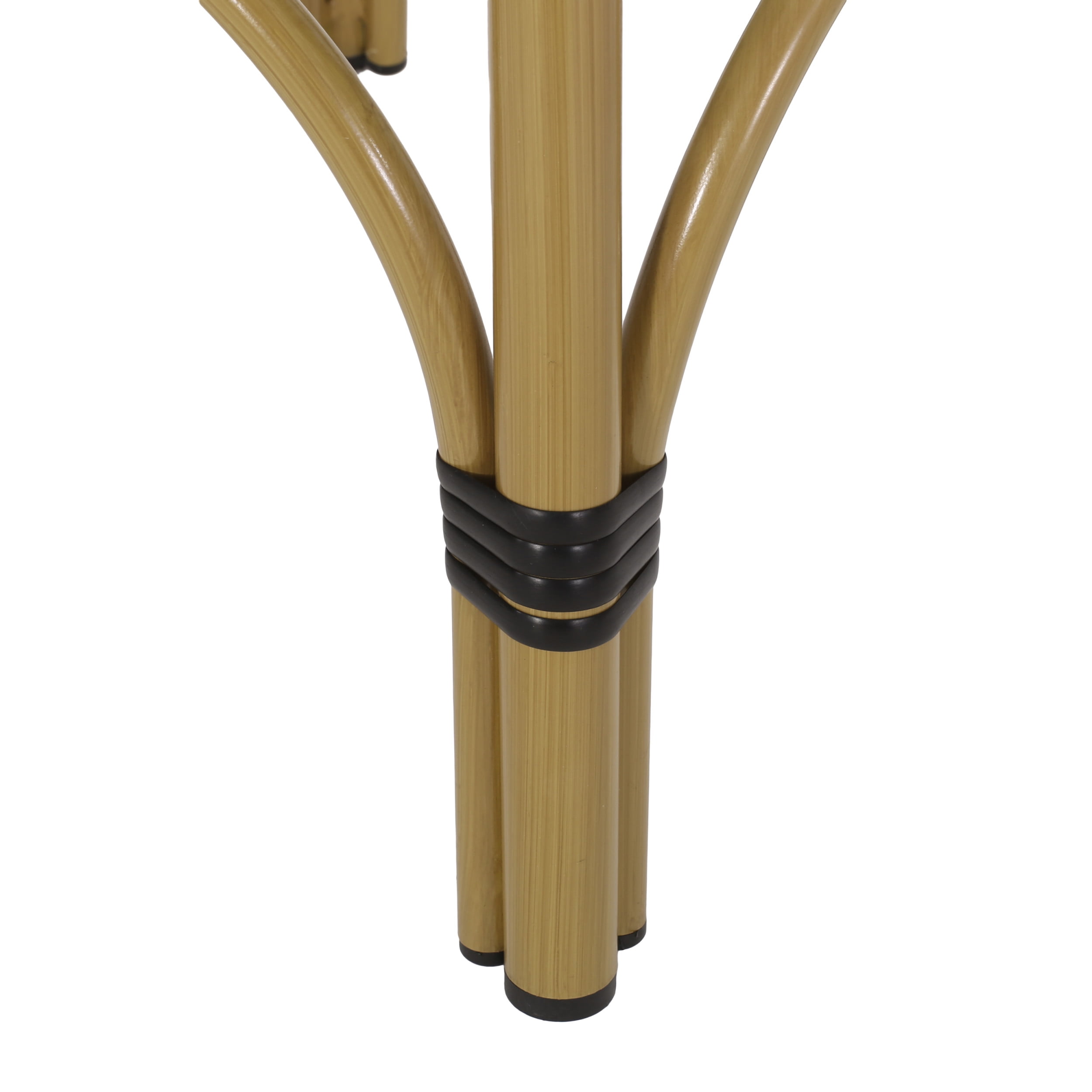 Wilbur Aluminum and Wicker Outdoor 29.5 Inch Barstools, Set of 4, Black, White, and Bamboo Finish
