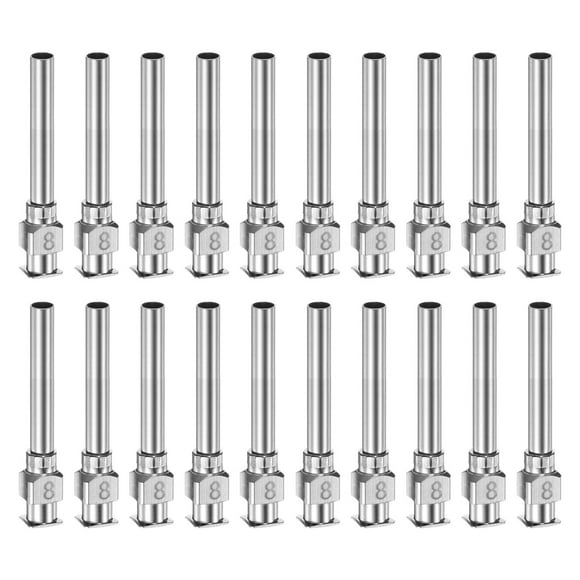 Uxcell 20 piezas 8G agujas de dispensación de acero inoxidable, tubo de aguja de pegamento de 1" punta roma