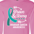 thumbnail image 4 of Inktastic Ovarian Cancer Awareness Brave and Strong with Arrows Long Sleeve T-Shirt, 4 of 5