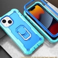 thumbnail image 5 of Dteck for iPhone 11 Case with Ring Holder Kickstand, Heavy Duty Full Body Shockproof Hybrid Bumper Silicone Hard Back Cover for iPhone 11,Mint+Blue, 5 of 5