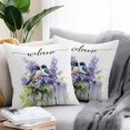 thumbnail image 2 of Outdoor Pillow Covers Pack of 2, Summer Bird Purple Lavender Waterproof Throw Pillowcase Cushion Cases, Watercolor Idyllic Flower Decorative Pillow Cover for Couch Sofa Home Bed Patio, 2 of 9