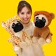 thumbnail image 5 of Lindo Animal Pug perro muñeco de peluche juguetes perros Cosplay dinosaurio conejo elefante oveja leopardo muñecos de peluche, 5 of 5