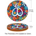 thumbnail image 3 of Peace 6PCS Round Microfiber Leather Coasters – Set of 6 Drink Coasters, 11x11 cm/4.3x4.3 in, Absorbent Coaster for Home and Kitchen, 3 of 6