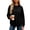 Black, variant on Sweatshirts for Women Waffle Grid Crew Neck Drop Shoulder Curved Hem Loose Pullover Tops